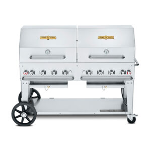 Crown Verity CV-MCB-60RDP 60″ Propane Gas Mobile Outdoor Grill with 2 Roll Domes
