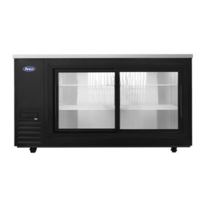 Atosa SBB69SGGRAUS2 68″ 2 Sliding Door Glass Back Bar Refrigerator