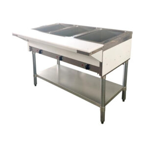 Omcan FW-CN-0003-H 3 Pan Electric Hot Food Table with Cutting Board - 240 Volts