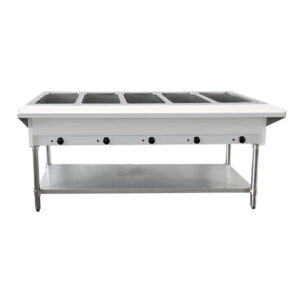 Omcan FW-CN-0005-NG 5 Pan Natural Gas Hot Food Table with Cutting Board